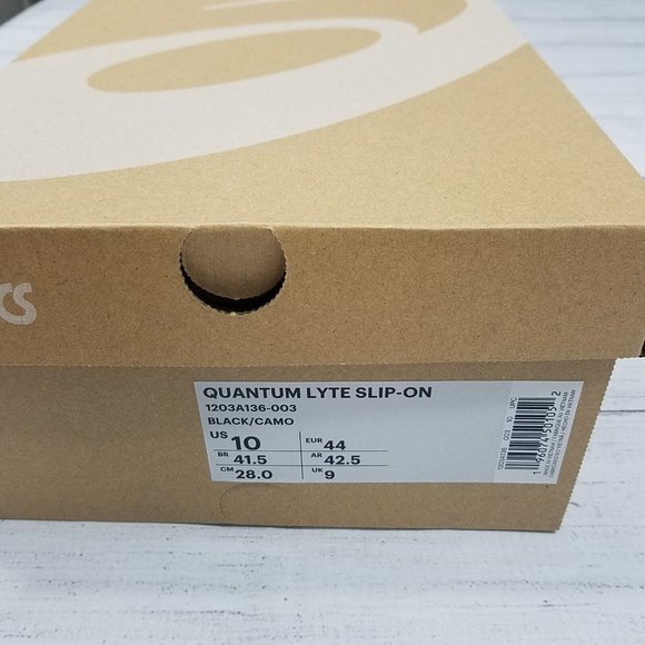 Asics Quantum Lyte Slip-On Shoes Mens Size 10 Black Camo